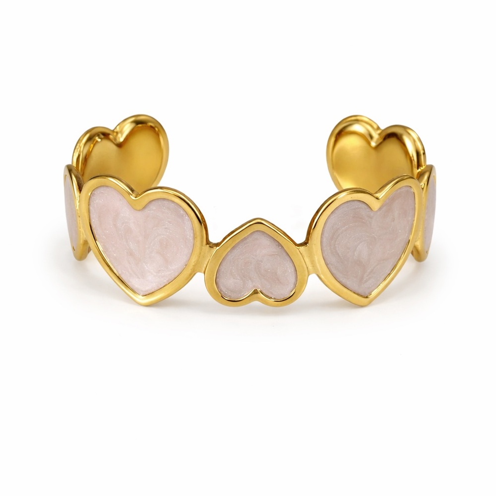 🚨clearance Stainless Steel Pink Heart Cuff Bracelet - Picture 1 of 4